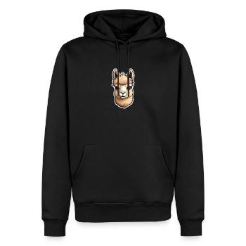 Color Funny Cute Baby Alpaca Llama Illustration - Men’s Premium Organic Hoodie - black - Front - Nico (187cm)