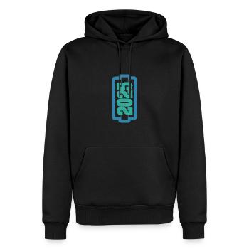 Jahr 2025 - Männer Premium Bio Hoodie - Schwarz - Vorne - Nico (187cm)