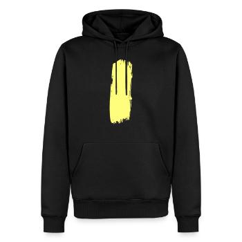 Yellow line through the middle - Men’s Premium Organic Hoodie - black - Front - Nico (187cm)