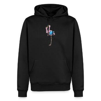 Pizza aux flamants roses - Sweat à capuche Premium bio Homme - noir - Devant - Nico (187cm)
