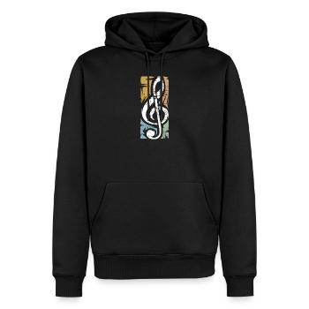 clef vintage – conception de symboles musicaux - Sweat à capuche Premium bio Homme - noir - Devant - Nico (187cm)