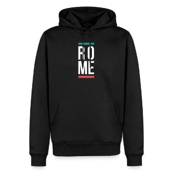 Rome City Bold Typography-Design - Männer Premium Bio Hoodie - Schwarz - Vorne - Nico (187cm)