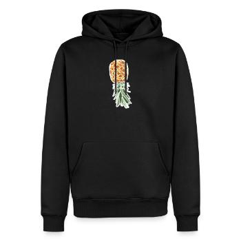 Upside-down Pineapple – Tropical Illustration - Men’s Premium Organic Hoodie - black - Front - Nico (187cm)