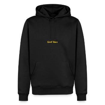 Good Vibes - Männer Premium Bio Hoodie - Schwarz - Vorne - Nico (187cm)