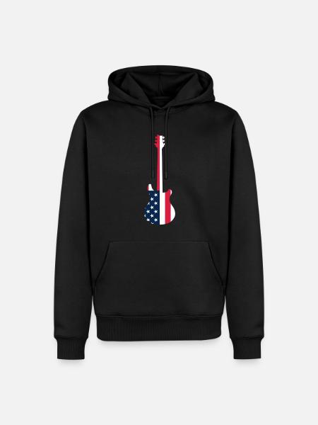 GUITAR WITH AMERICAN FLAG GUITARS - Men’s Premium Organic Hoodie - black