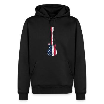 GUITARE AVEC AMERICAN FLAG GUITARS - Sweat à capuche Premium bio Homme - noir - Devant - Nico (187cm)