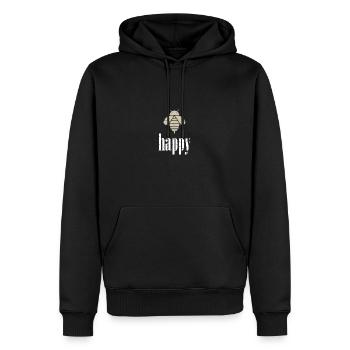 Beige Bee Happy Biene Be Happy - Männer Premium Bio Hoodie - Schwarz - Vorne - Nico (187cm)