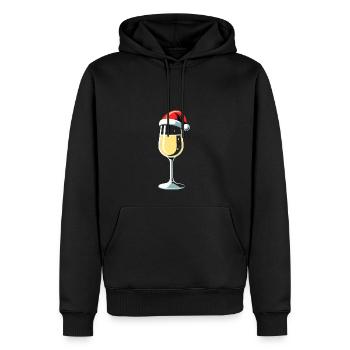 Festliches Weinglas mit Weihnachtsmütze - Männer Premium Bio Hoodie - Schwarz - Vorne - Nico (187cm)