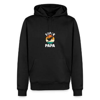 Père Papa Super-héros - Sweat à capuche Premium bio Homme - noir - Devant - Nico (187cm)