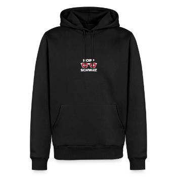 Switzerland Hopp Schwiiz Flag Fanshirt Gift - Men’s Premium Organic Hoodie - black - Front - Nico (187cm)