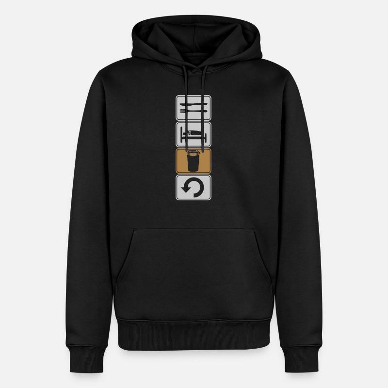 café manger dormir répéter - Sweat à capuche Premium bio Homme - noir