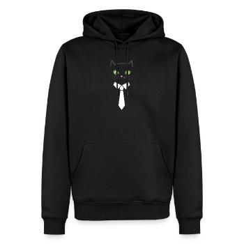 Chat d’affaires en costume - Sweat à capuche Premium bio Homme - noir - Devant - Nico (187cm)