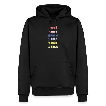 Attribut Stylo et papier | Stylo et papier - T-shirt - Sweat à capuche Premium bio Homme - noir - Devant - Nico (187cm)