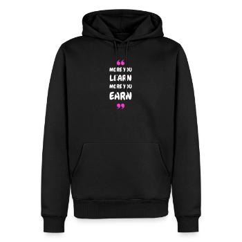 Plus vous apprenez, plus vous gagnez - Sweat à capuche Premium bio Homme - noir - Devant - Nico (187cm)