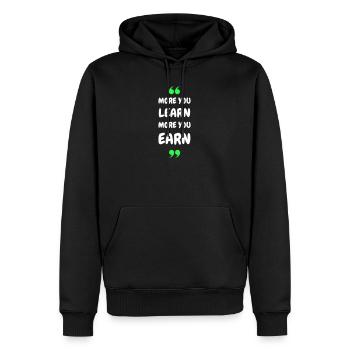 Plus vous apprenez, plus vous gagnez - Sweat à capuche Premium bio Homme - noir - Devant - Nico (187cm)