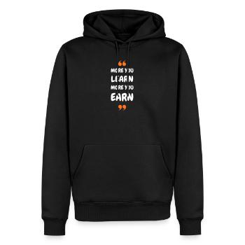 Plus vous apprenez, plus vous gagnez - Sweat à capuche Premium bio Homme - noir - Devant - Nico (187cm)