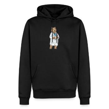 Bär Arzt Stethoskop - Männer Premium Bio Hoodie - Schwarz - Vorne - Nico (187cm)