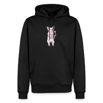 Schwein Bier - Männer Premium Bio Hoodie - Schwarz - Vorne - Nico (187cm)
