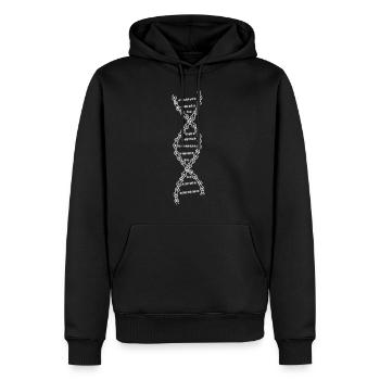 DNA Fahrradkette - Männer Premium Bio Hoodie - Schwarz - Vorne - Nico (187cm)