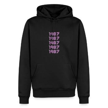 1987 - Männer Premium Bio Hoodie - Schwarz - Vorne - Nico (187cm)