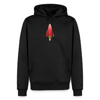 Erdbeere Wassereis am Stiel - Männer Premium Bio Hoodie - Schwarz - Vorne - Nico (187cm)
