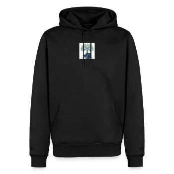 Sleeper cat under tree swirl - Men’s Premium Organic Hoodie - black - Front - Nico (187cm)