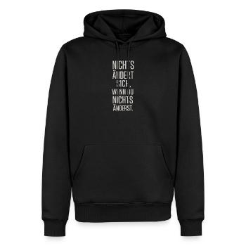 Rien ne change si tu ne changes rien - Sweat à capuche Premium bio Homme - noir - Devant - Nico (187cm)
