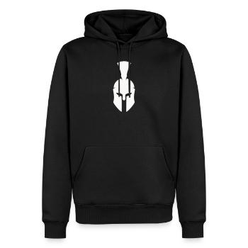 Spartanischer Helm Minimalismus - Männer Premium Bio Hoodie - Schwarz - Vorne - Nico (187cm)