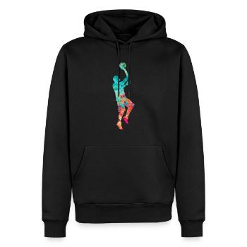 Joueur de basket-ball - Pop Art - Sweat à capuche Premium bio Homme - noir - Devant - Nico (187cm)