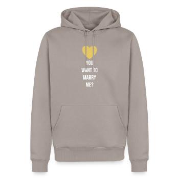 International Marriage Proposal - Men’s Premium Organic Hoodie - taupe - Front - Nico (187cm)
