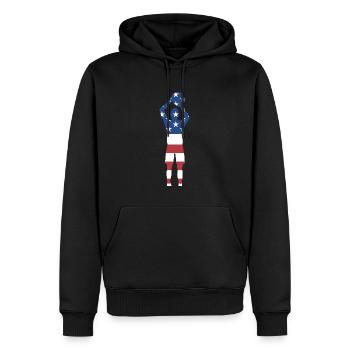 Sport Us Flag Korfball - Sweat à capuche Premium bio Homme - noir - Devant - Nico (187cm)