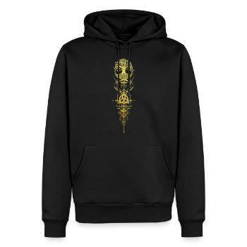 Ygdrassil Weltenbaum Runen Symbol Spiritualität - Männer Premium Bio Hoodie - Schwarz - Vorne - Nico (187cm)
