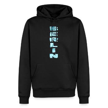 Berlin Deutschland Stadt Schrift Skyline Heimat - Männer Premium Bio Hoodie - Schwarz - Vorne - Nico (187cm)