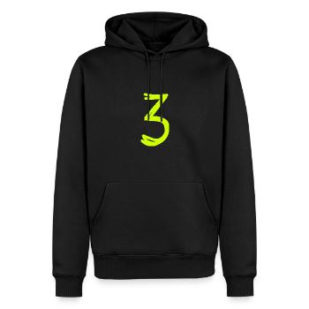 3 ANS. 3e ANNIVERSAIRE. ANNIVERSAIRE 3 ANS - Sweat à capuche Premium bio Homme - noir - Devant - Nico (187cm)