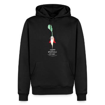 Lustiger Rettich als Retter und Held (b) - Männer Premium Bio Hoodie - Schwarz - Vorne - Nico (187cm)