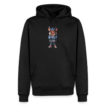 Cerf Cerf Fauve Automne Hiver Tenue - Sweat à capuche Premium bio Homme - noir - Devant - Nico (187cm)