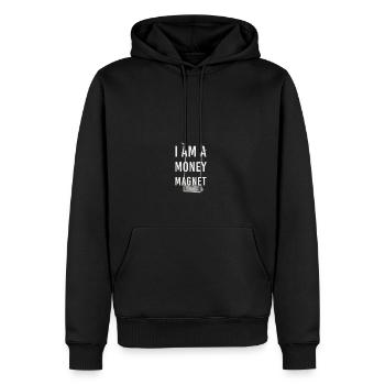 Monnaie euros dollars riche - Sweat à capuche Premium bio Homme - noir - Devant - Nico (187cm)