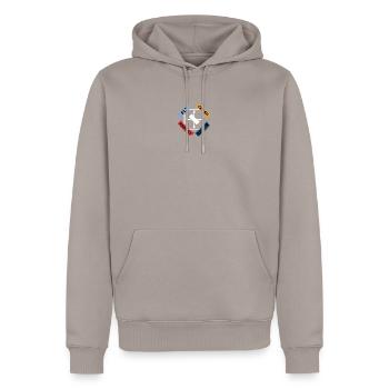 Fly - Crash - Repair - Repeat - Männer Premium Bio Hoodie - Taupe - Vorne - Nico (187cm)