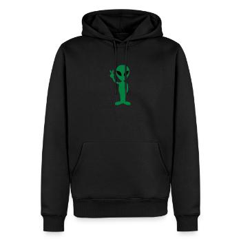 alien de paix - Sweat à capuche Premium bio Homme - noir - Devant - Nico (187cm)