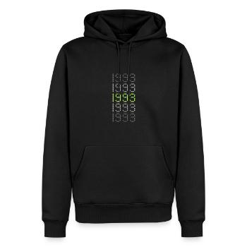 1993 - Männer Premium Bio Hoodie - Schwarz - Vorne - Nico (187cm)