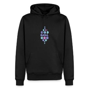 Vorname Basil - Männer Premium Bio Hoodie - Schwarz - Vorne - Nico (187cm)