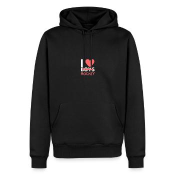 Joueur de hockey sur glace Maillot de hockey sur glace Cadeau - Sweat à capuche Premium bio Homme - noir - Devant - Nico (187cm)