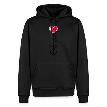 ancre coeur marin capitaine bateau de bateau bateau moi - Sweat à capuche Premium bio Homme - noir - Devant - Nico (187cm)
