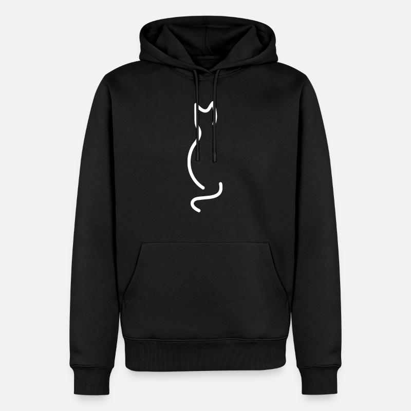 Chat simple blanc - Sweat à capuche Premium bio Homme - noir