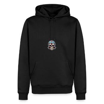Crâne - Sweat à capuche Premium bio Homme - noir - Devant - Nico (187cm)
