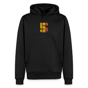 5. 5 YEARS. 5th ANNIVERSARY. 5 YEAR ANNIVERSARY - Men’s Premium Organic Hoodie - black - Front - Nico (187cm)