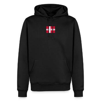 Drapeau danois – Né au Danemark - Sweat à capuche Premium bio Homme - noir - Devant - Nico (187cm)