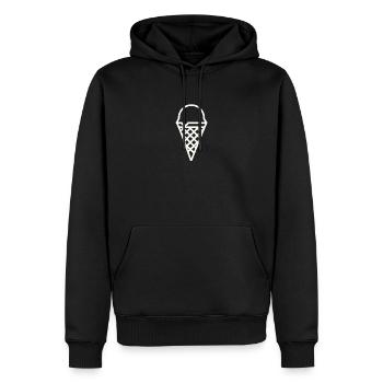 Idée cadeau cornet de crème glacée - Sweat à capuche Premium bio Homme - noir - Devant - Nico (187cm)