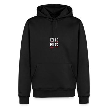 Technicien d’ascenseur Mécanicien d’ascenseur - Sweat à capuche Premium bio Homme - noir - Devant - Nico (187cm)