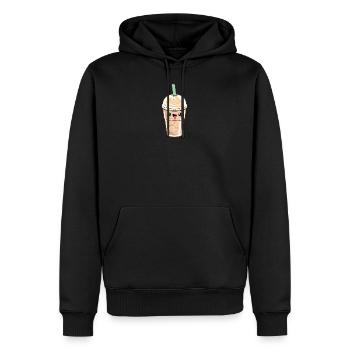 Café Latte Glacé Kawaii - Sweat à capuche Premium bio Homme - noir - Devant - Nico (187cm)